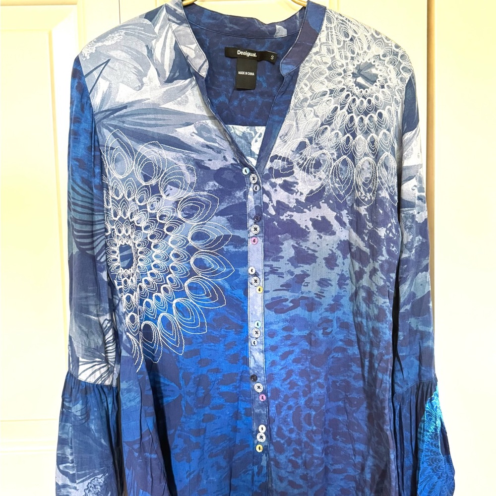 Desigual Blue and Purple Textured Top